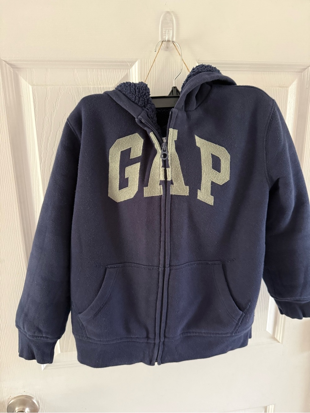 GAP Navy Sherpa-Lined Zip Hoodie with Logo